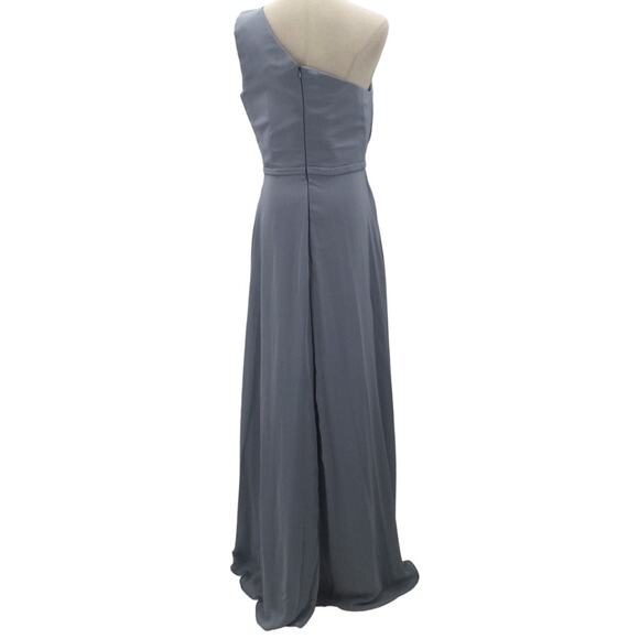 FORMAL SZ 16 1x plus blue assymetrical one shoulder bridesmaid maxi dress B78 - Picture 4 of 9